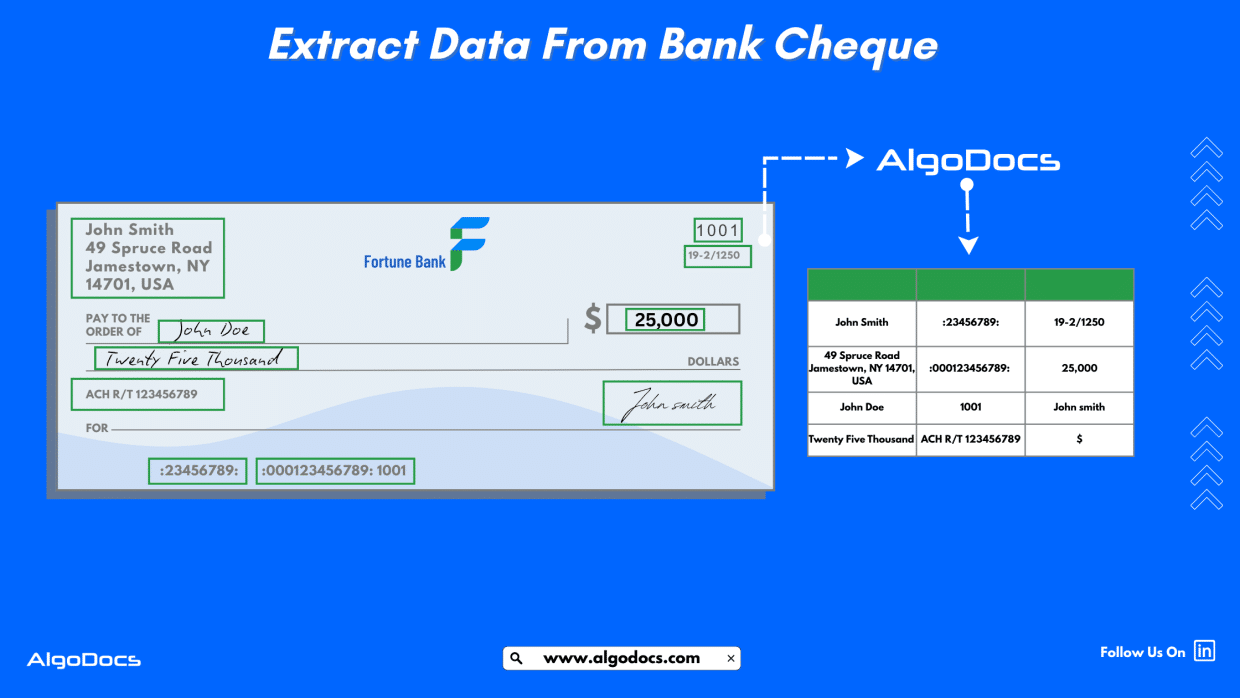 What is bank cheque data extraction