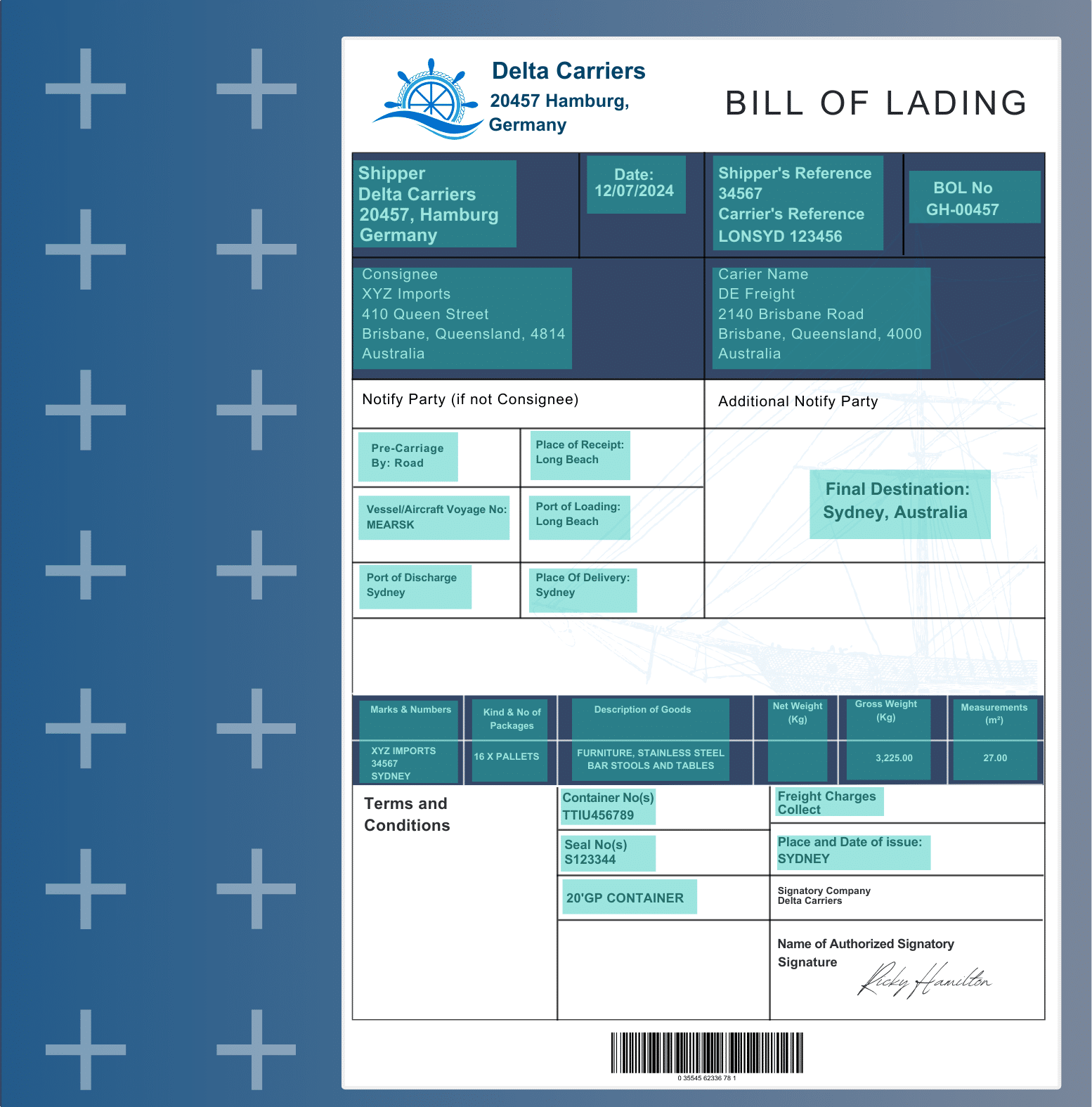 Bill of lading OCR accuracy