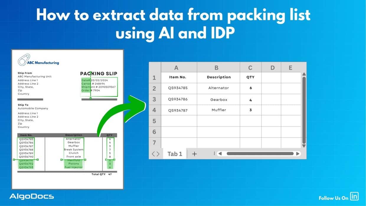 packing list data extraction: How to extraction packing list data with ai and idp